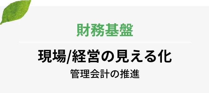 財務基盤 現場/経営の見える化 管理会計の推進